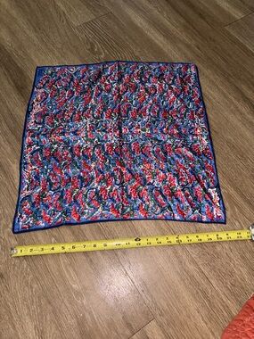 Vintage Vera Neumann Scarf Floral Abstract Blue Red Signed Ladybug
